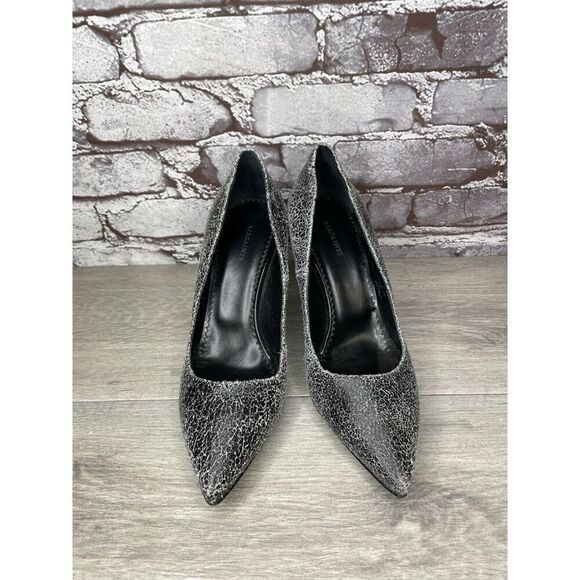 AllSaints Grey Leather Lena Pumps Stiletto Pointed Heels Women’s Sz 39EU/8.5M US - Picture 14 of 16